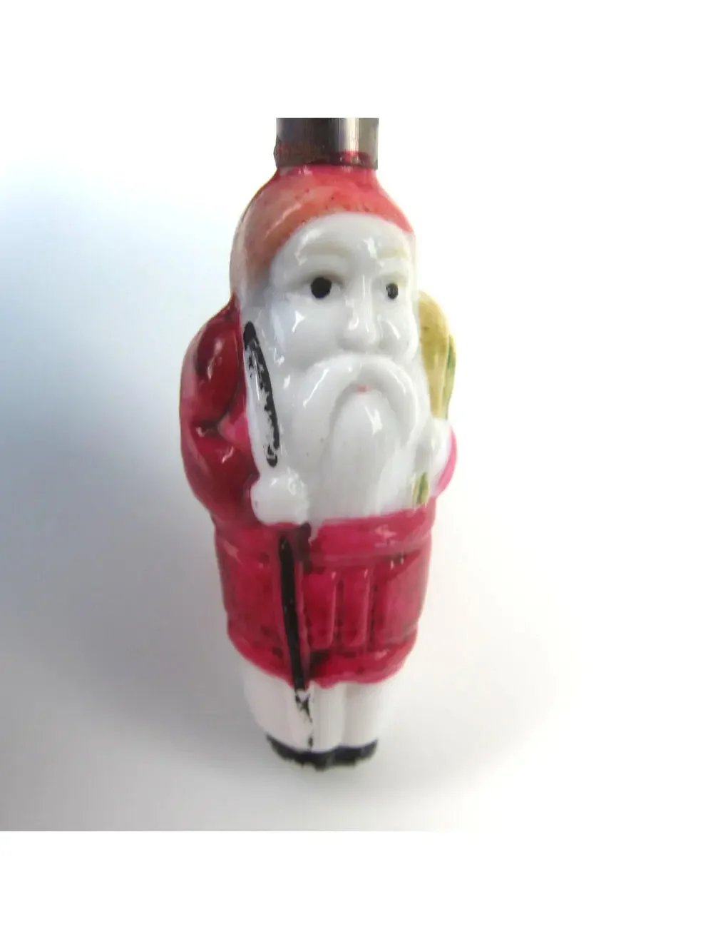 Vintage Santa Claus Christmas Milk Glass Light Bulb C6 Toy Sack Figural Japan
